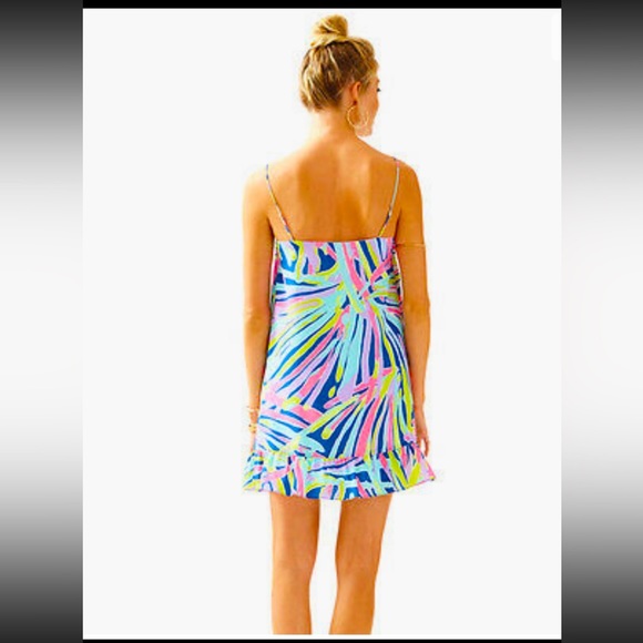 Lilly Pulitzer silk slip dress with ruffle hem Sz XS - Picture 5 of 11